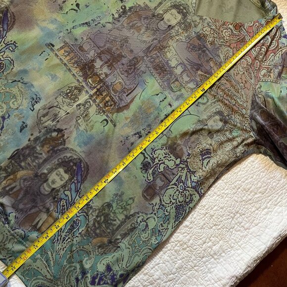 Citron Santa Monica Silk Blend Tunic Dress 2X Buddha Inspired Print - Picture 8 of 8